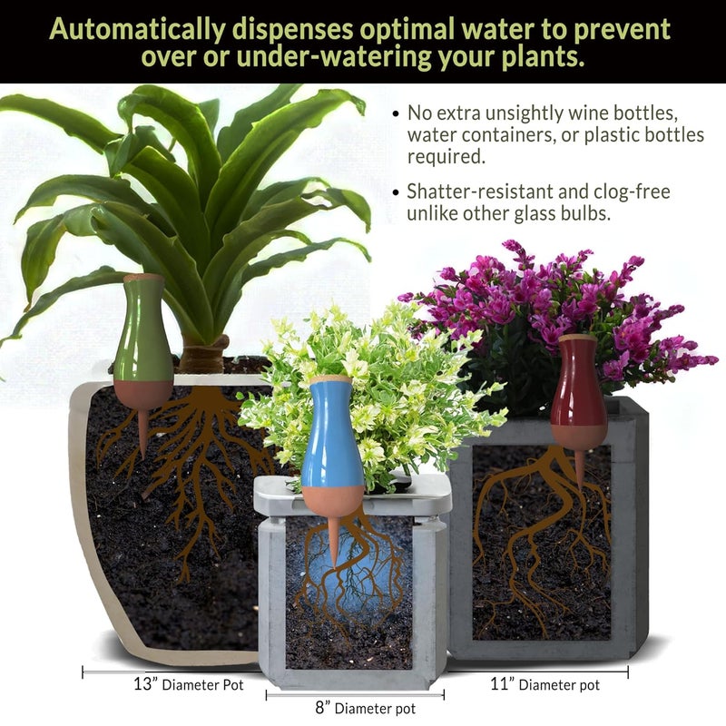 SMARTILIVING Drip Irrigation Stakes - Extra Large Improved Drip Easy-Refill 4 Week Waterer System with Large Reservoir Bulbs - Automatic Self-Watering Device for Indoor & Outdoor Plants - Image 2